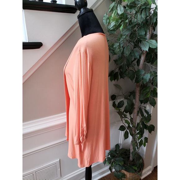 New Directions Women's Orange Floral Rayon V-Neck Long Sleeve Top Blouse Large - Picture 5 of 11